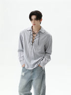 【25s Sep.】Cleanfit Drawstring Striped Shirt