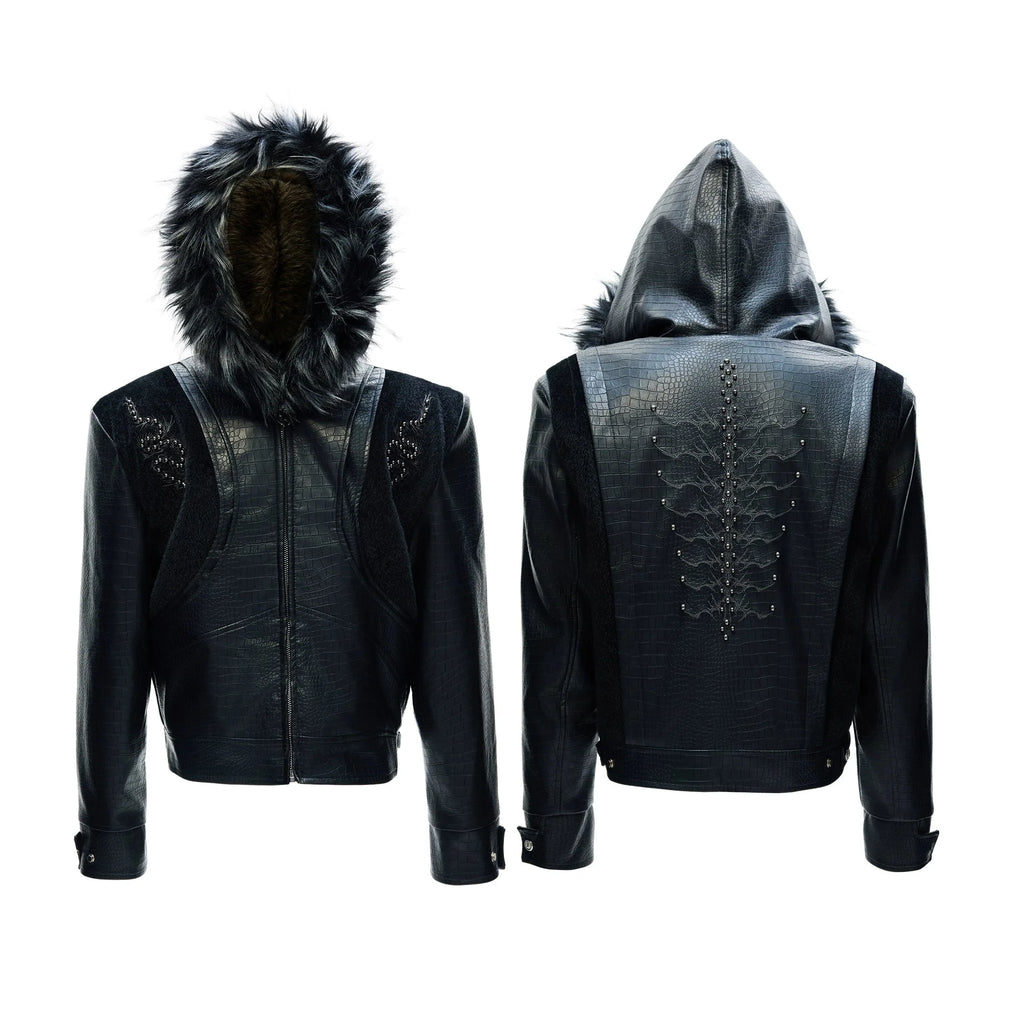 【26s Feb.】Horsehair and Crocodile Print Hooded Jacket