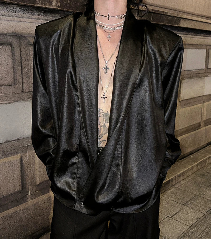 【26s Jan.】Minimal Leather Long-Sleeve Shirt