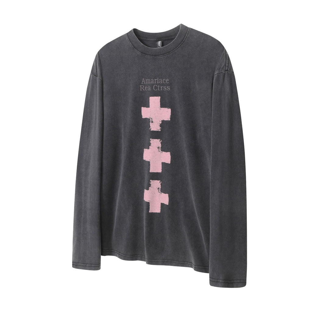 Layered Distressed Washed Long Sleeve Tee