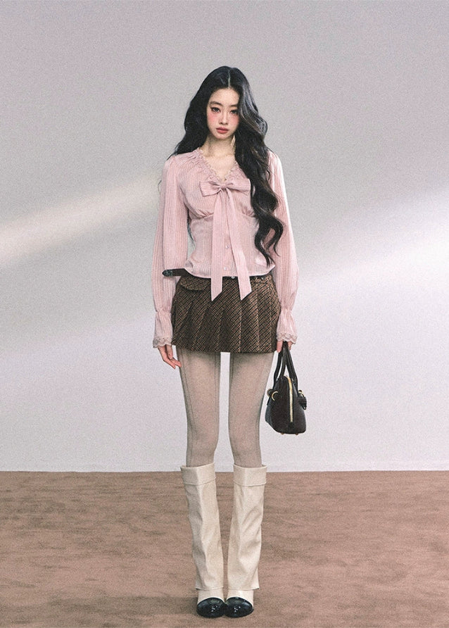 Rosée Satin Stripe Lace Top