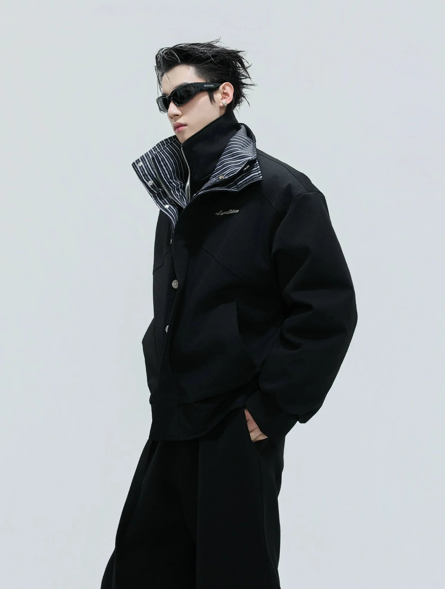 【25s Nov.】Washed Striped Thickened Cotton Coat