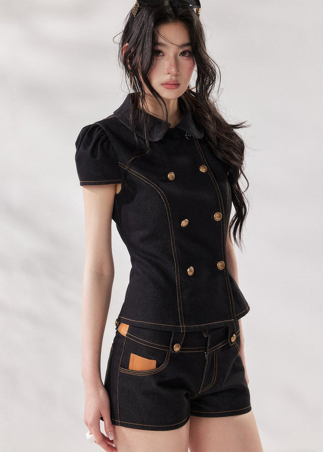 Noir Structured Denim Set Hover Image