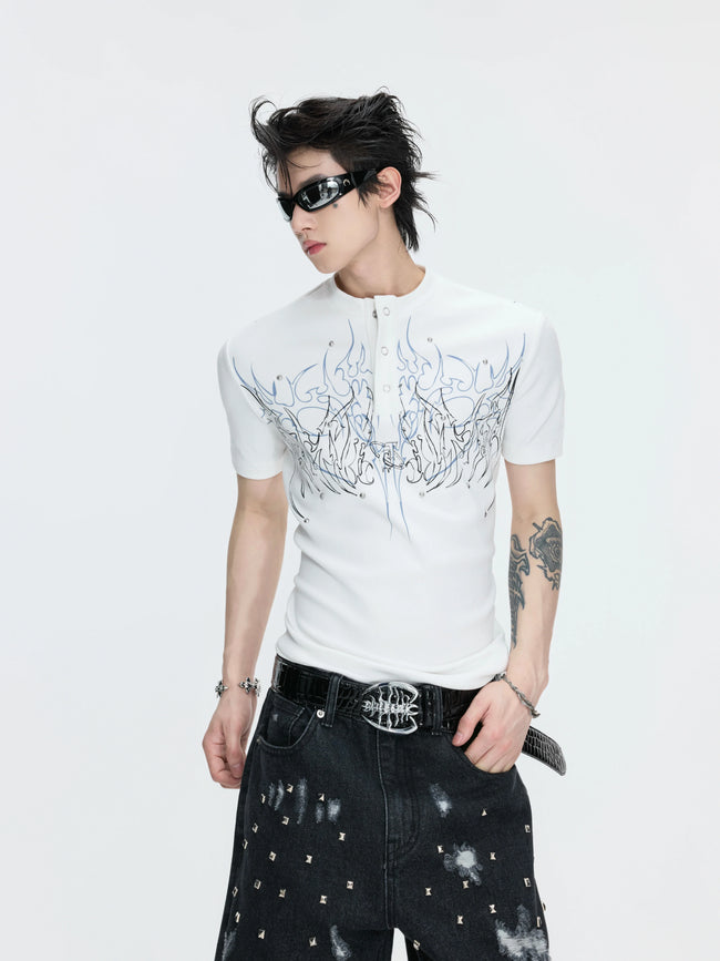 Gothic Flame Studded Slim Tee Hover Image