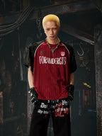 Red Black Contrast Jersey Tee