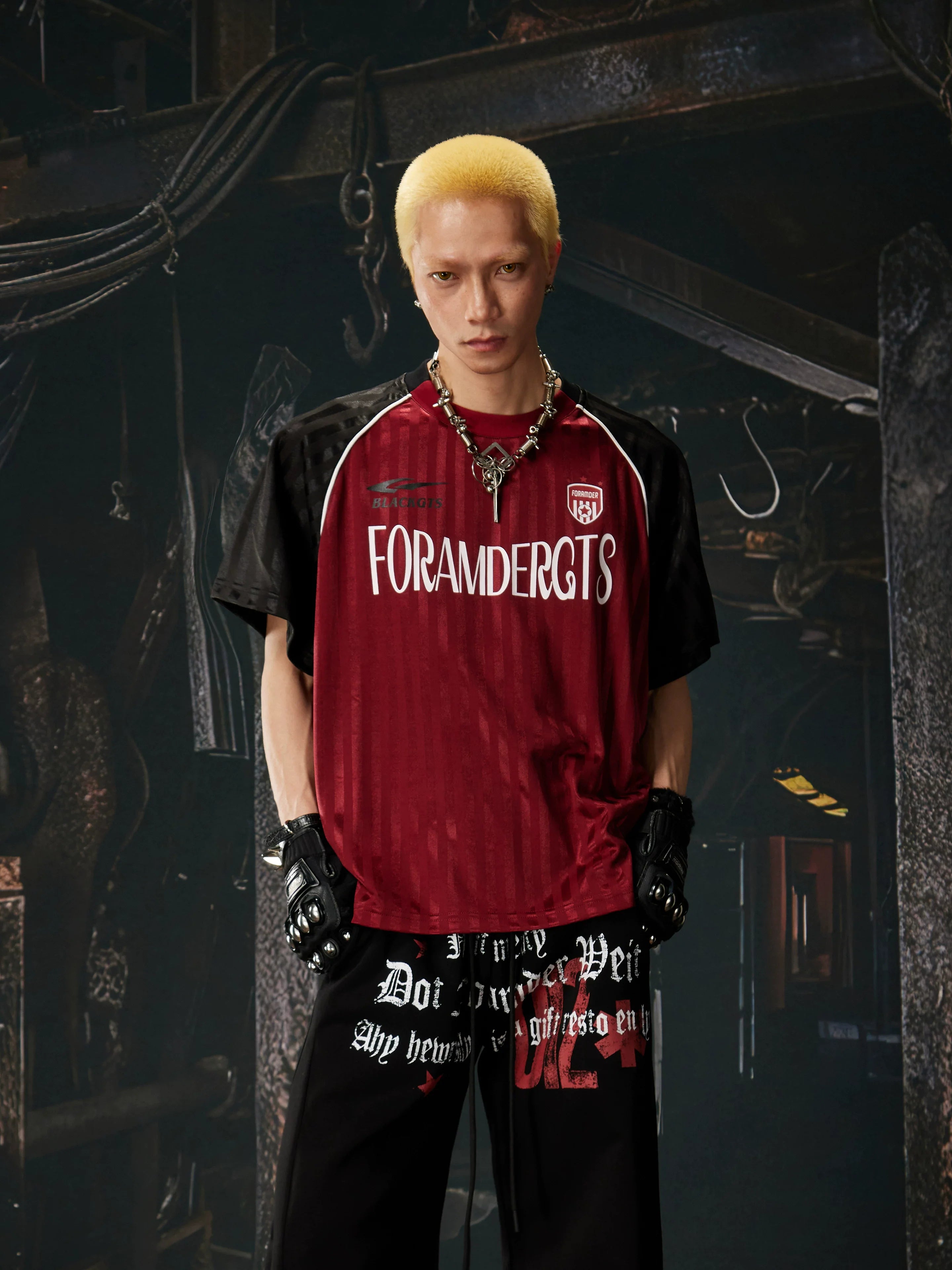 Red Black Contrast Jersey Tee