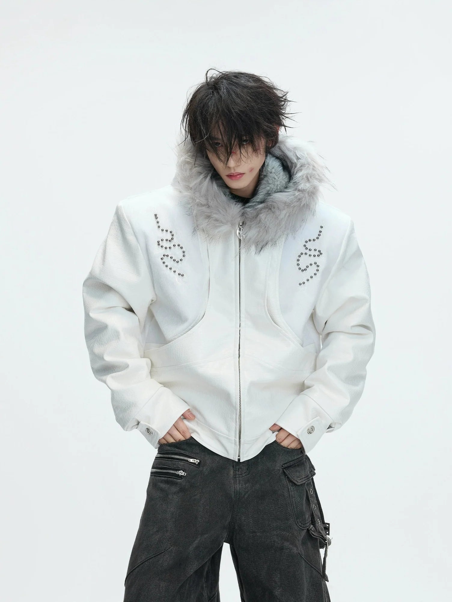 【26s Feb.】Horsehair and Crocodile Print Hooded Jacket