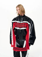 【25s Dec.】Color-blocked Ribbon Racing Leather Jacket/ Pants