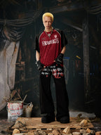 Red Black Contrast Jersey Tee