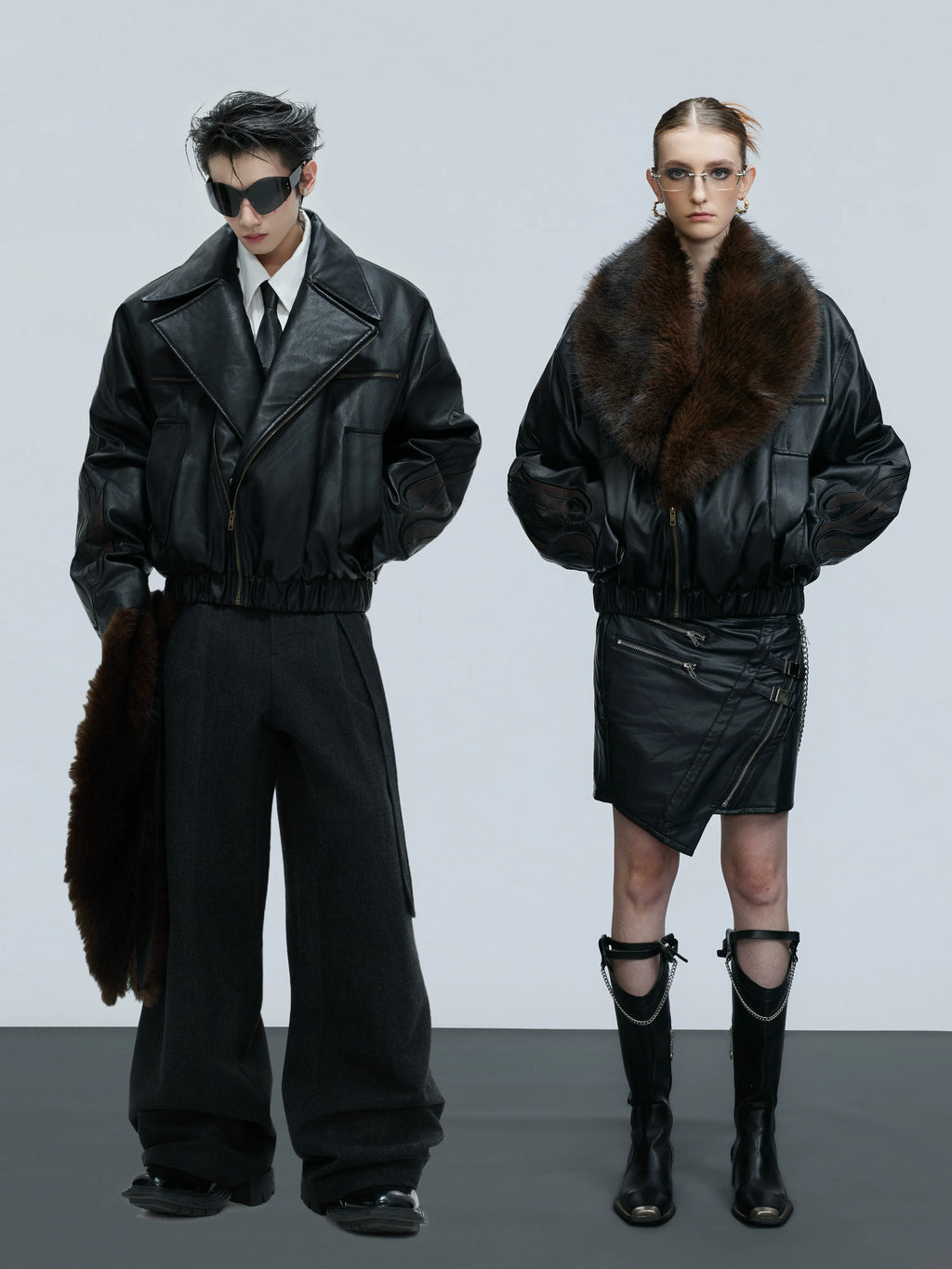 【25s Nov.】Distressed Embossed Detachable Fur Collar Thickened Cotton Coat