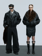 【25s Nov.】Distressed Embossed Detachable Fur Collar Thickened Cotton Coat