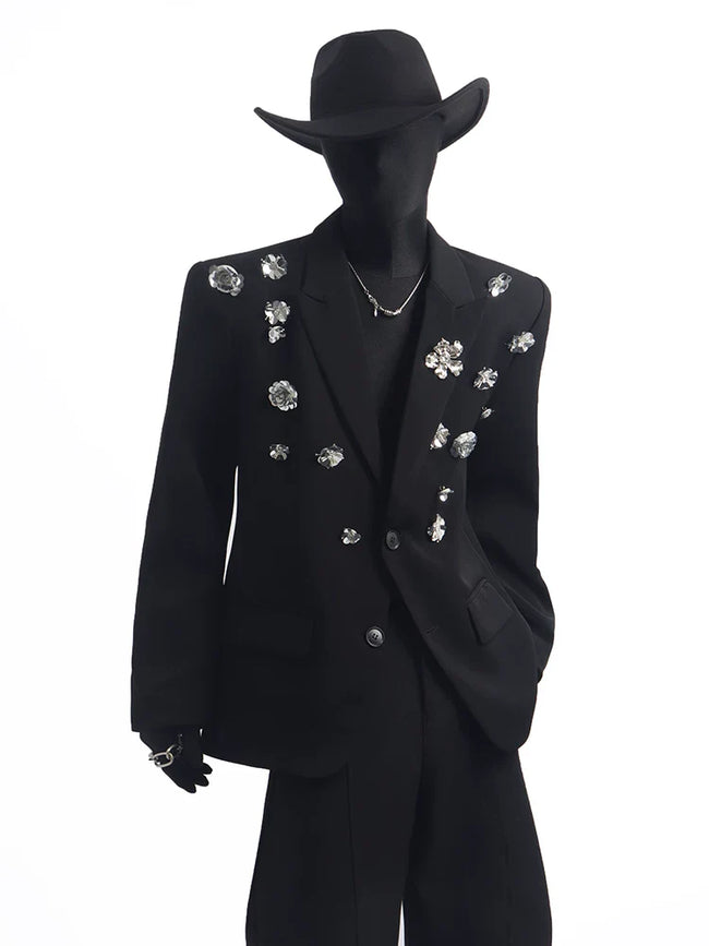 【26s May.】Rose Detail Oversized Tailored Blazer Hover Image