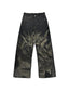 【26s May】Laser Burn Pattern Baggy Raw Denim Pants