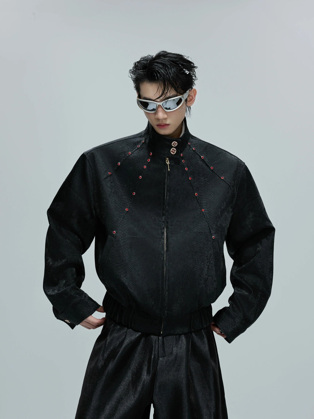 【25s Oct.】Python Textured Leather Fashion Jacket