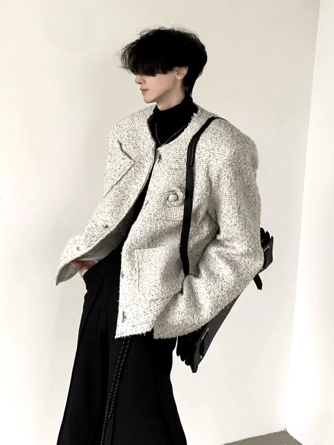 【25s Sep.】Tweed Rose Brooch Chanel Style Jacket Hover Image