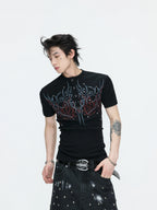 Gothic Flame Studded Slim Tee