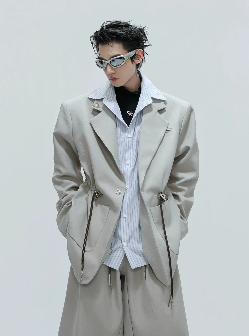 【25s Nov.】Drawstring Waist Padded Shoulder Suit/ Trousers