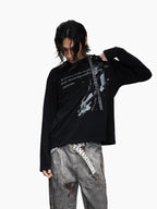 Distressed Punk Guitar Graphic Long Sleeve Tee