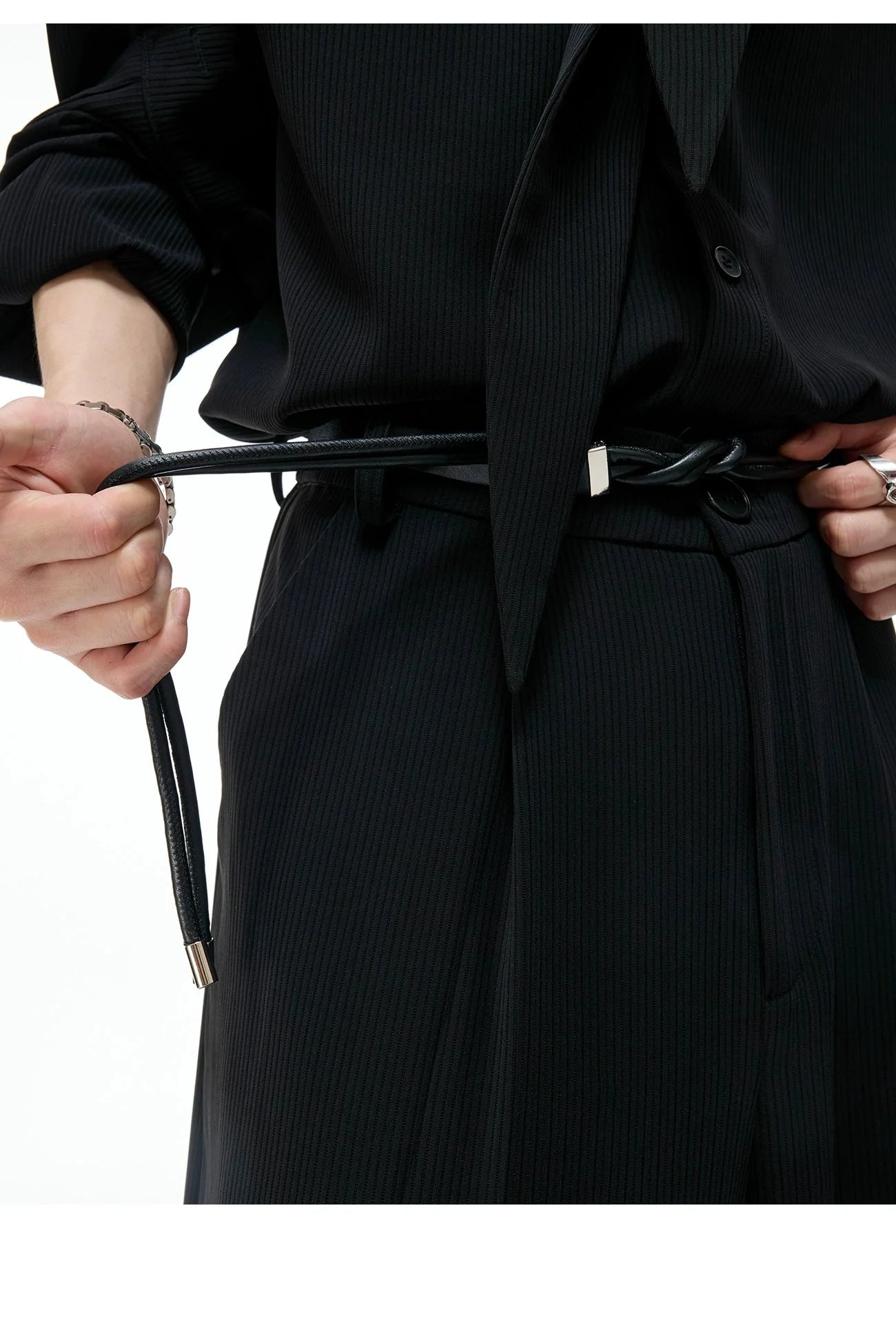 【26s Apr.】Scarf Shoulder Pad Shirt / Drape Wide-leg Pants