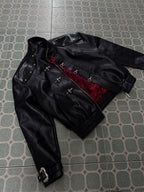 【26s Mar.】Snake-Embossed Aviator Leather Jacket