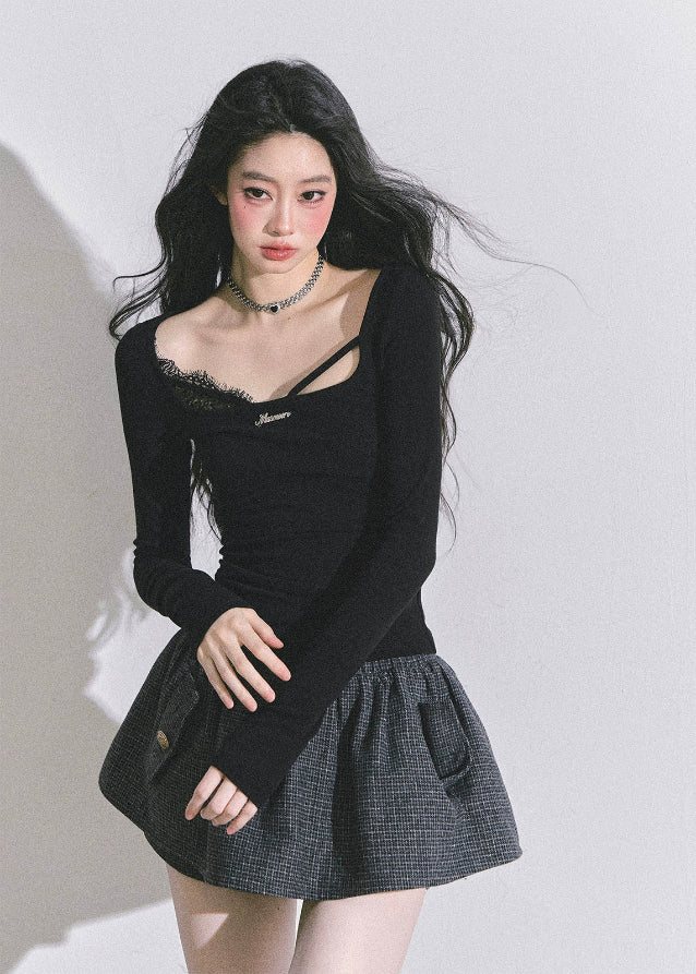 Parisienne Grace Slit Lace Top