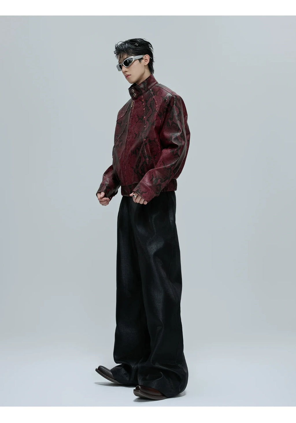 【25s Oct.】Python Textured Leather Fashion Jacket