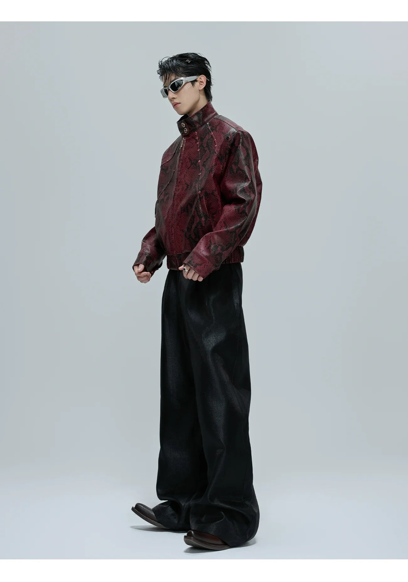 【25s Oct.】Python Textured Leather Fashion Jacket
