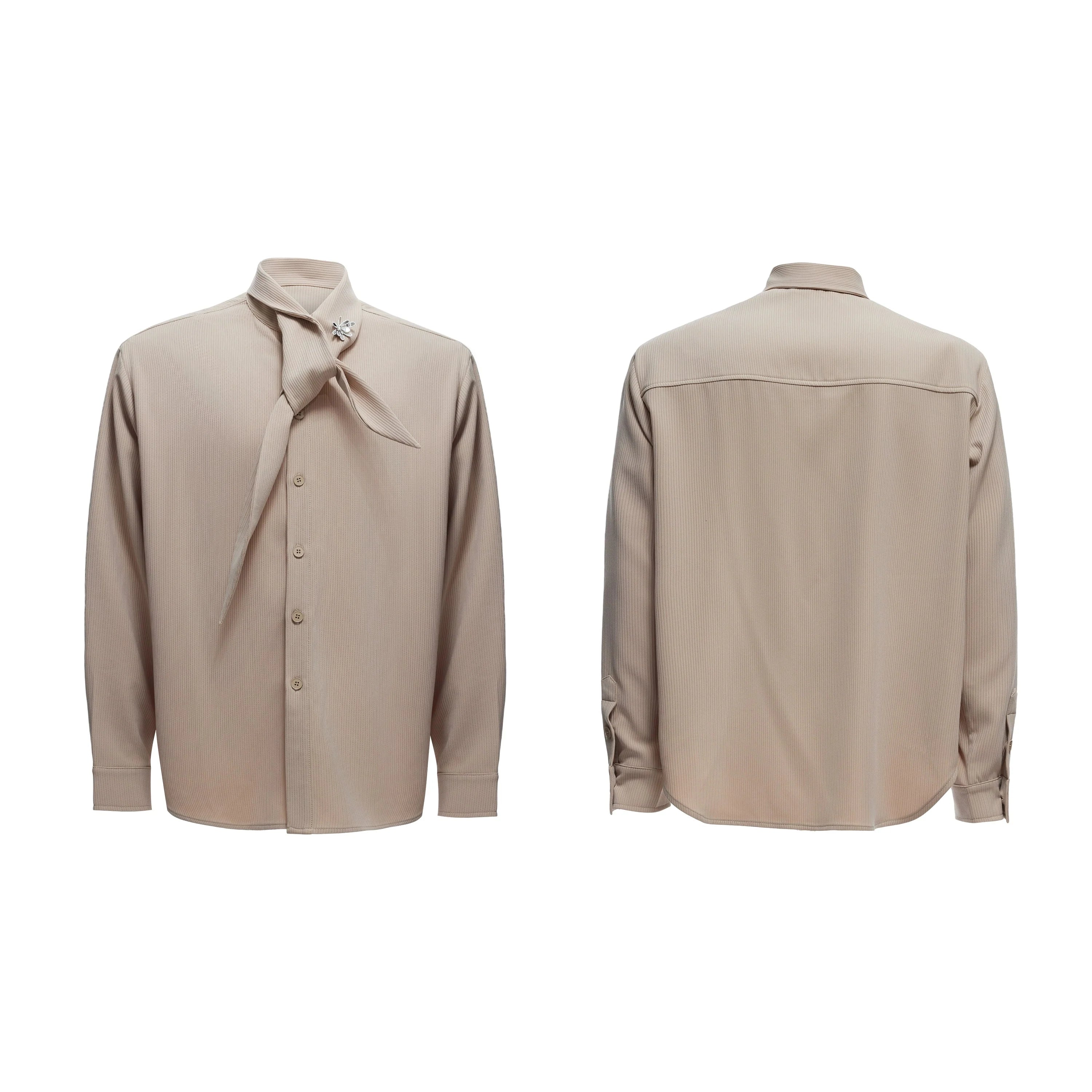 【26s Apr.】Scarf Shoulder Pad Shirt / Drape Wide-leg Pants