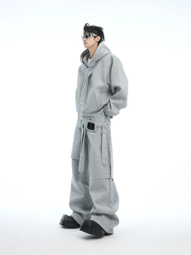 【25s Apr.】Deconstructed Ribbon Loose Mock Two-piece Sweatshirt Suit Hover Image