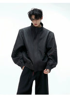 【25s Aug.】Deconstructed Colorblock Stand Collar Rivet Loose-Fit Jacket