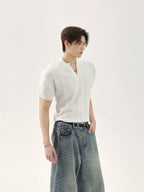 【25s Jun.】Solid Knit V-Neck Relaxed T-Shirt