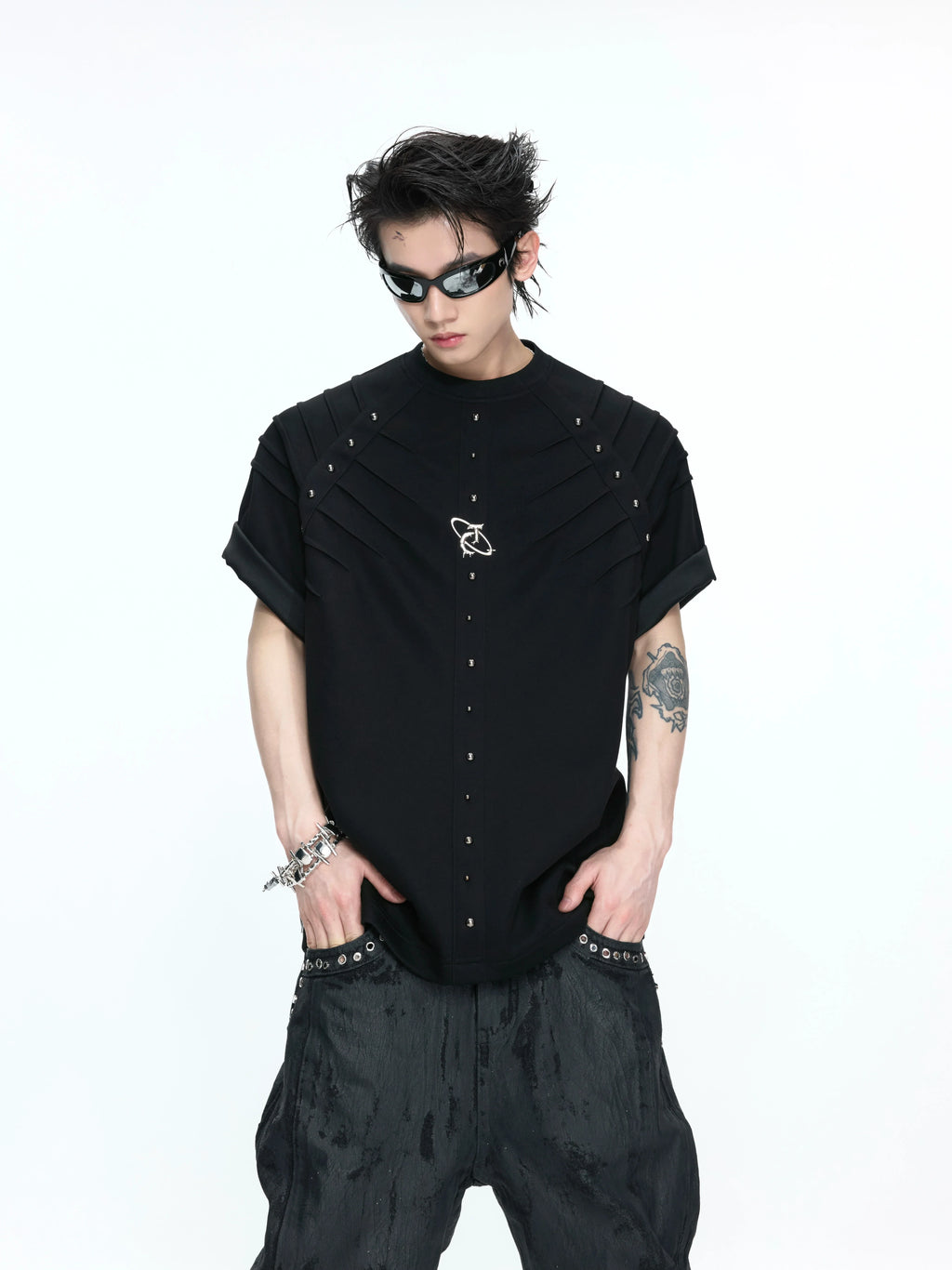 【26s Apr.】Studded Pleated Spine Structure Tee