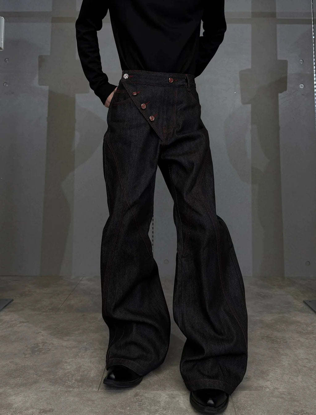 【26s Feb.】14.5oz Raw Selvedge Black Slight Flare Denim Pants