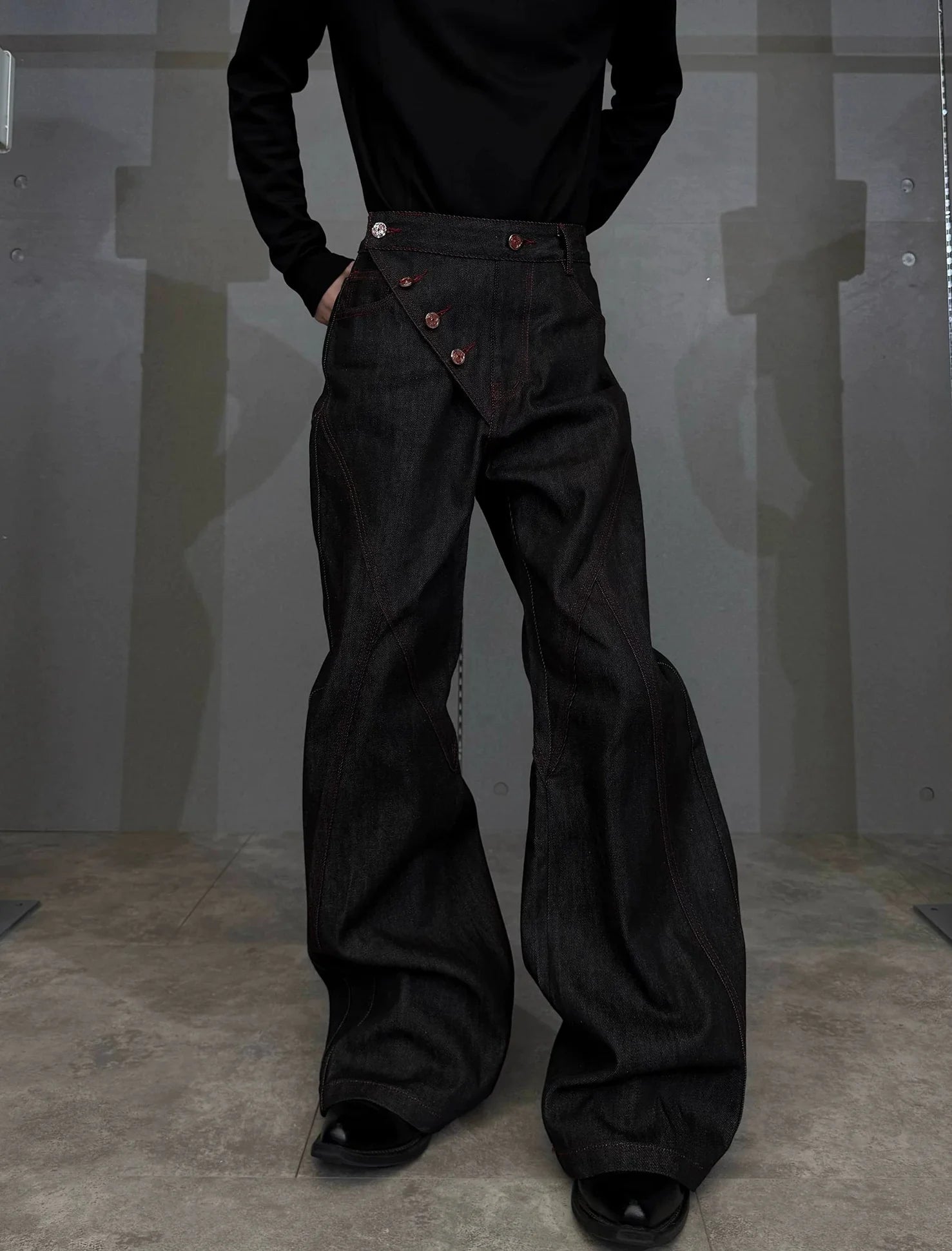 【26s Feb.】14.5oz Raw Selvedge Black Slight Flare Denim Pants