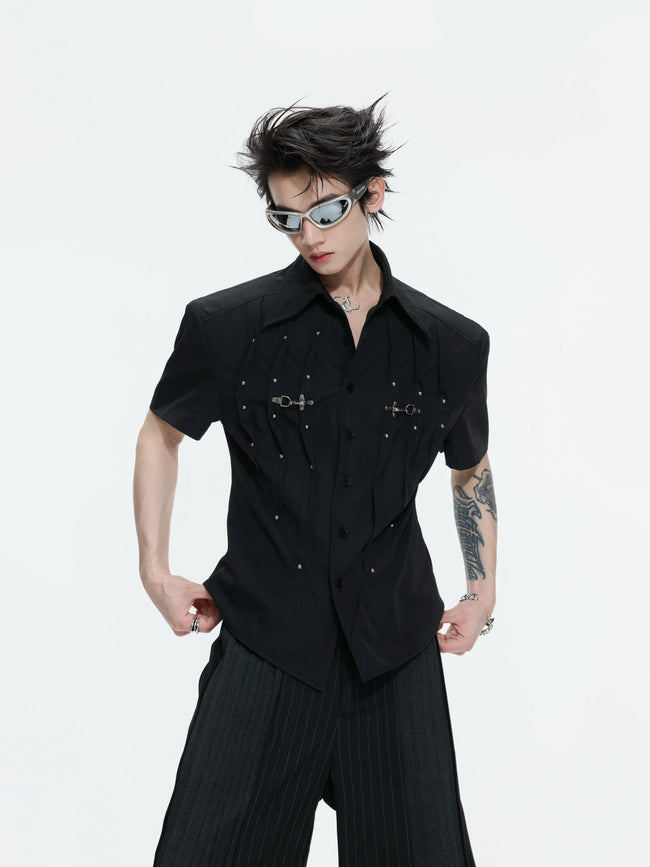 【26s Apr.】Pleated Waist Structured Shirt Hover Image