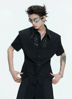 Structured Stand Collar Asymmetric Shirt