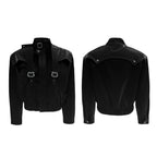 【25s Nov.】Crocodile-print Scale Cropped Leather Jacket