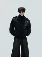 【25s Nov.】High-neck Plush Pearl Embellished Sweater