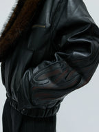 【25s Nov.】Distressed Embossed Detachable Fur Collar Thickened Cotton Coat
