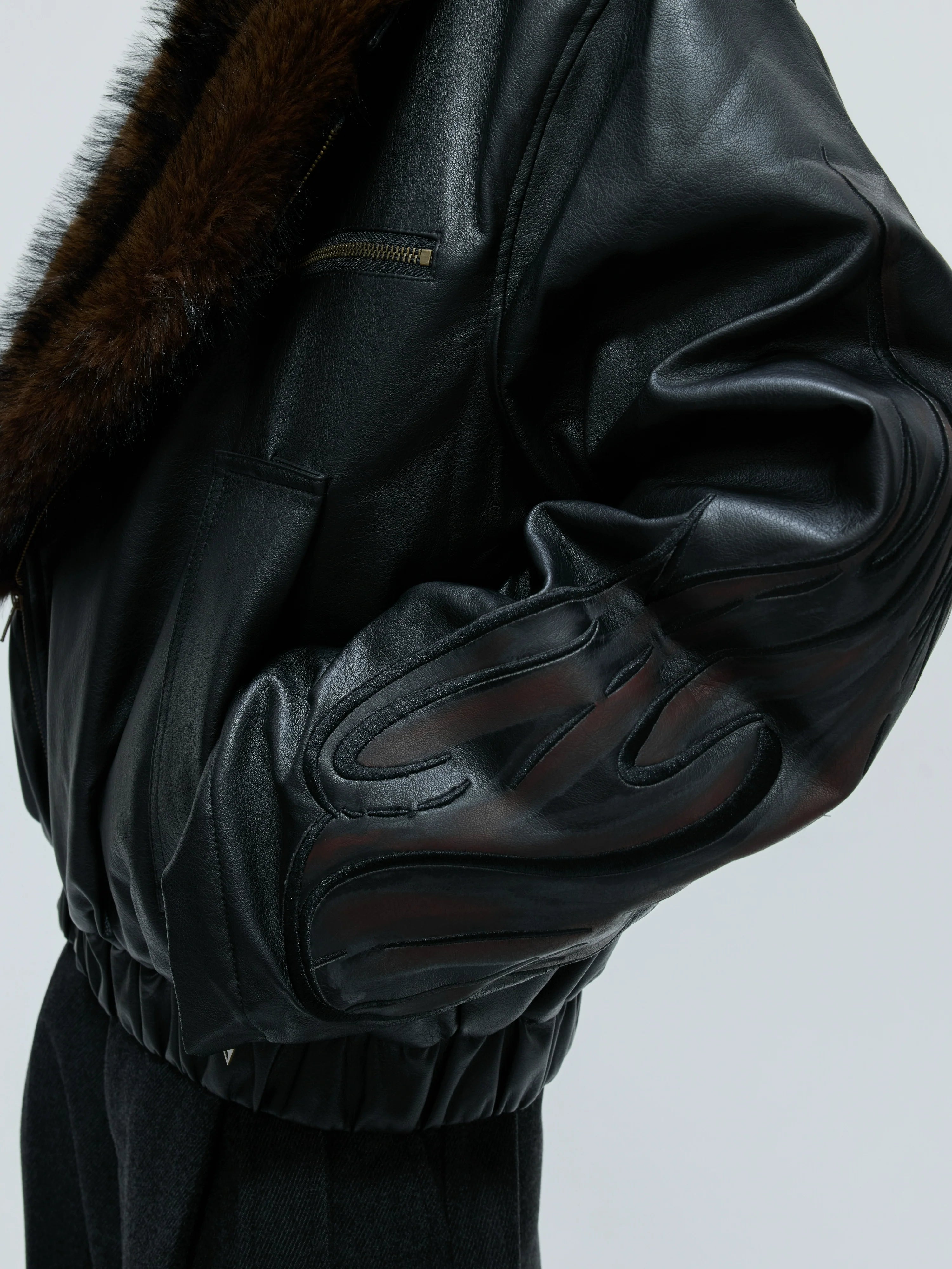 【25s Nov.】Distressed Embossed Detachable Fur Collar Thickened Cotton Coat