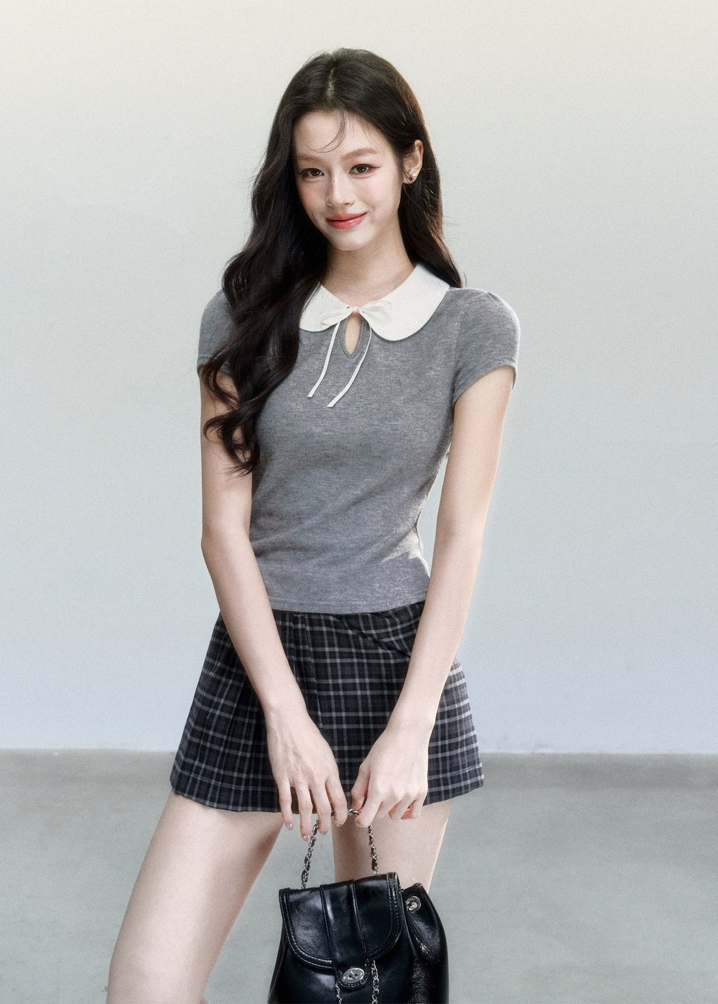 Doll Collar Slim Knit T-Shirt