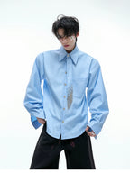 【25s Aug.】Tie-stitched Shoulder-padded Shirt