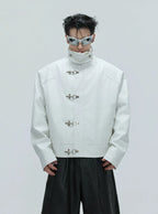 【25s Nov.】Ostrich Leather Aircraft Button Plush Leather Jacket