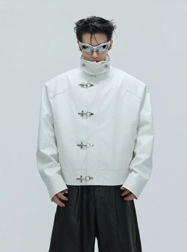 【25s Nov.】Ostrich Leather Aircraft Button Plush Leather Jacket Main Image