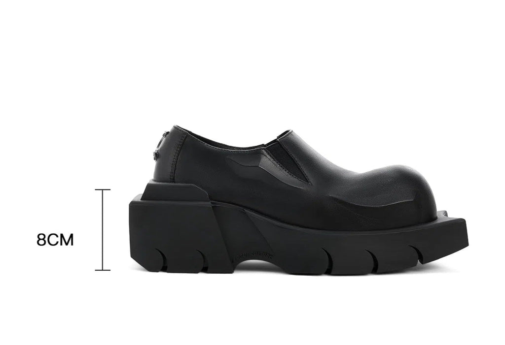 Devil Horn Bull Round Toe Thick Sole Derby Shoes