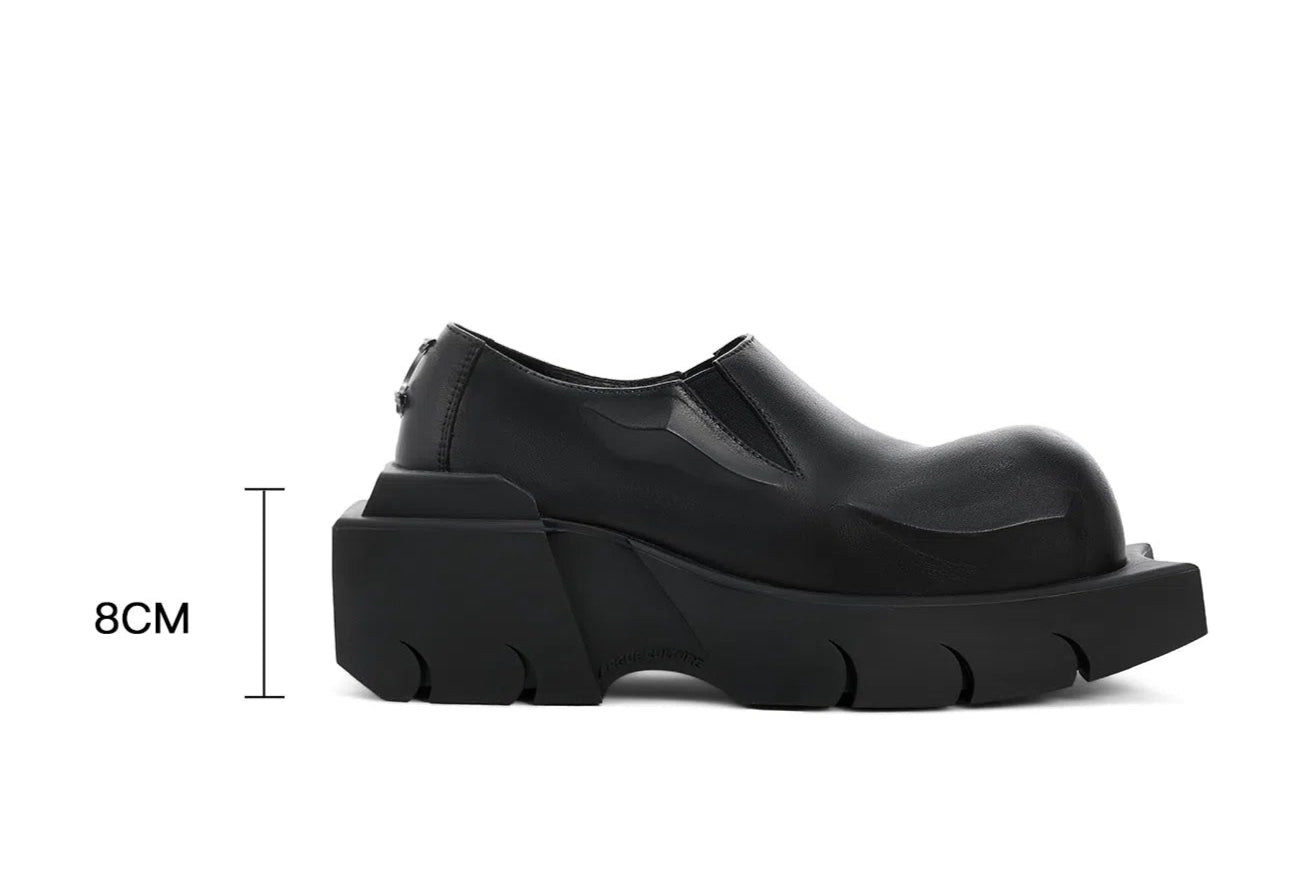Devil Horn Bull Round Toe Thick Sole Derby Shoes