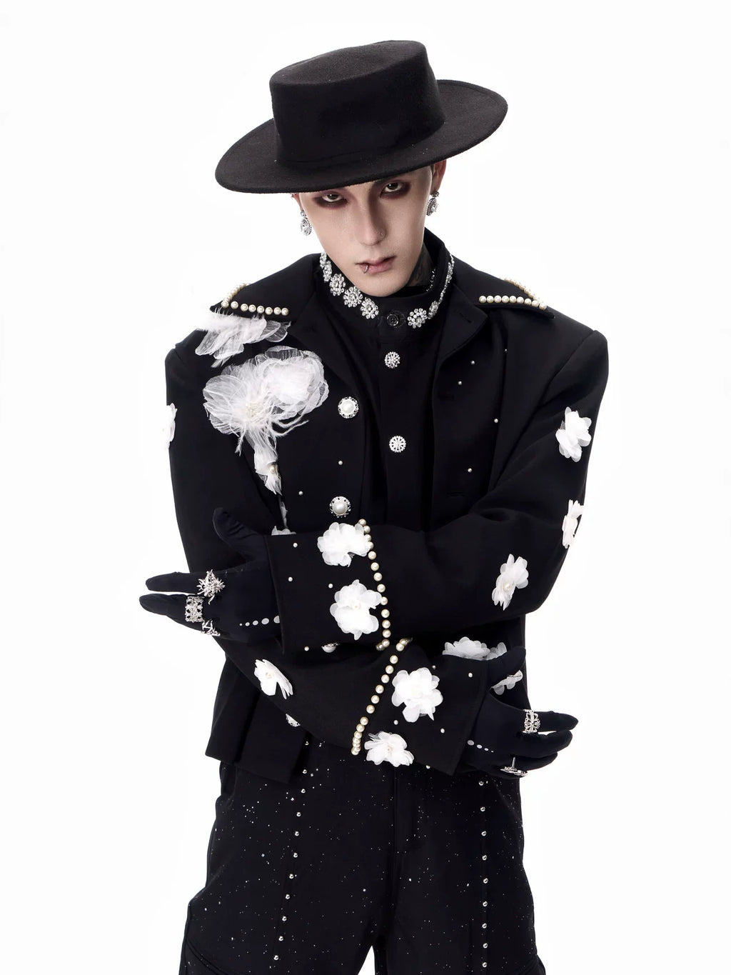 【26s Feb.】Couture 3D Floral Structured Shoulder Cropped Jacket / Pants