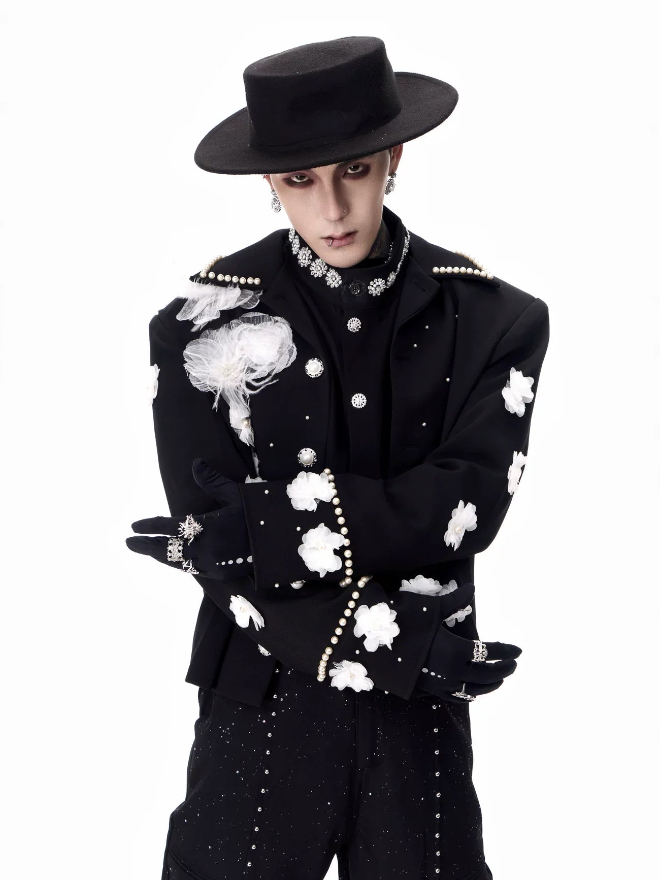 【26s Feb.】Couture 3D Floral Structured Shoulder Cropped Jacket / Pants