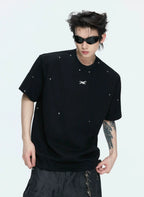 【26s May】Studded Deconstructed Boxy Shoulder Tee