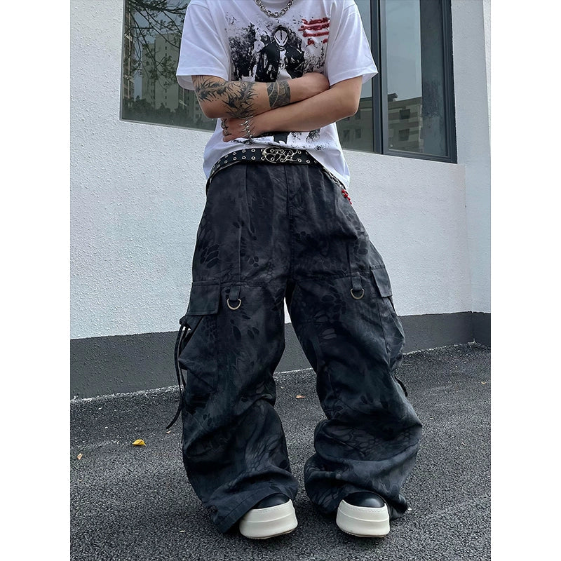 【25s Jun.】Vintage Sand Snake Camouflage Punk Pants